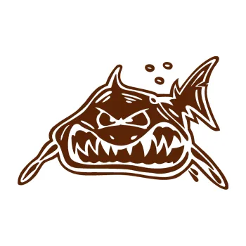 Samolepicí dekorace na vozidlo Žralok levá (15 - hnědá) SAMOLEPKA NA AUTO, NÁLEPKA, FÓLIE, POLEP, TUNING, VLASTNÍ TEXT, TISK, AUTOSAMOLEPKY.cz, POLEPY, OBRÁZEK, LOGO, 3D STICKERS