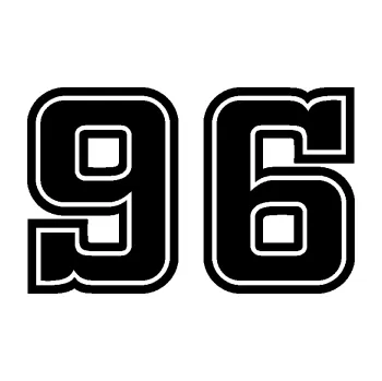 Polep vozidla Startovní číslo 96 typ 5 (01 - černá) SAMOLEPKA NA AUTO, NÁLEPKA, FÓLIE, POLEP, TUNING, VLASTNÍ TEXT, TISK, AUTOSAMOLEPKY.cz, POLEPY, OBRÁZEK, LOGO, 3D STICKERS