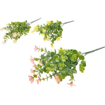 umělá květina Dekorativní eukalyptus s květy – 33 cm, umělý, mix barev
