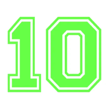 Polep vozidla Startovní číslo 10 typ 4 (71 - Fluorescentní zelená) SAMOLEPKA NA AUTO, NÁLEPKA, FÓLIE, POLEP, TUNING, VLASTNÍ TEXT, TISK, AUTOSAMOLEPKY.cz, POLEPY, OBRÁZEK, LOGO, 3D STICKERS