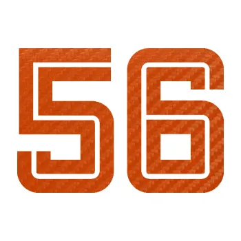 Polep vozidla Startovní číslo 56 typ 7 (54 - 3D karbon oranžový) SAMOLEPKA NA AUTO, NÁLEPKA, FÓLIE, POLEP, TUNING, VLASTNÍ TEXT, TISK, AUTOSAMOLEPKY.cz, POLEPY, OBRÁZEK, LOGO, 3D STICKERS