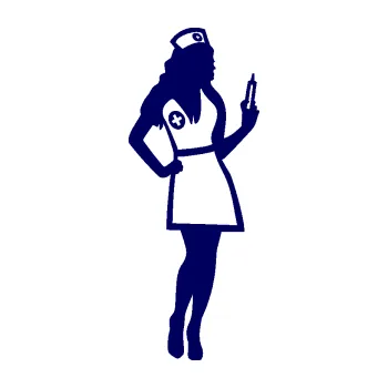 Samolepící dekorace SAMOLEPKA Zdravotní sestřička 001 pravá s injekcí (23 - tmavě modrá) NA AUTO, NÁLEPKA, FÓLIE, POLEP, TUNING, VLASTNÍ TEXT, TISK, AUTOSAMOLEPKY.cz, POLEPY, OBRÁZEK, LOGO, SAMOLEPKY