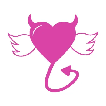 Samolepící dekorace Srdce anděl ďábel 002 pravá (16 - růžová) SAMOLEPKA NA AUTO, NÁLEPKA, FÓLIE, POLEP, TUNING, VLASTNÍ TEXT, TISK, AUTOSAMOLEPKY.cz, POLEPY, OBRÁZEK, LOGO, 3D STICKERS