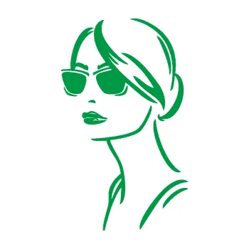 Samolepící dekorace Žena tvář 003 levá s brýlemi (12 - zelená) SAMOLEPKA NA AUTO, NÁLEPKA, FÓLIE, POLEP, TUNING, VLASTNÍ TEXT, TISK, AUTOSAMOLEPKY.cz, POLEPY, OBRÁZEK, LOGO, 3D STICKERS