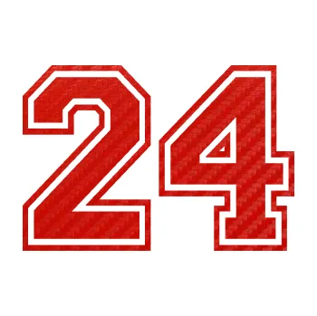 Polep vozidla Startovní číslo 24 typ 4 (53 - 3D karbon červený) SAMOLEPKA NA AUTO, NÁLEPKA, FÓLIE, POLEP, TUNING, VLASTNÍ TEXT, TISK, AUTOSAMOLEPKY.cz, POLEPY, OBRÁZEK, LOGO, 3D STICKERS