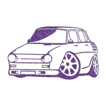 Polep vozidla SAMOLEPKA Škoda 100 karikatura levá (87 - Ultra Metalic fialová) NA AUTO, NÁLEPKA, FÓLIE, POLEP, TUNING, VLASTNÍ TEXT, TISK, AUTOSAMOLEPKY.cz, POLEPY, OBRÁZEK, LOGO, SAMOLEPKY