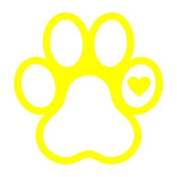 samolepka Tlapka 011 pravá se srdíčkem (05 - žlutá citron) SAMOLEPKA NA AUTO, NÁLEPKA, FÓLIE, POLEP, TUNING, VLASTNÍ TEXT, TISK, AUTOSAMOLEPKY.cz, POLEPY, OBRÁZEK, LOGO, 3D STICKERS