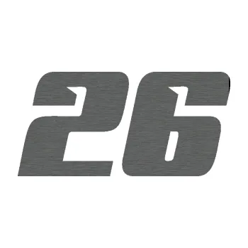 Polep vozidla Startovní číslo 26 typ 6 (62 - škrábaný titan) SAMOLEPKA NA AUTO, NÁLEPKA, FÓLIE, POLEP, TUNING, VLASTNÍ TEXT, TISK, AUTOSAMOLEPKY.cz, POLEPY, OBRÁZEK, LOGO, 3D STICKERS