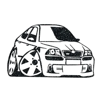 Polep vozidla SAMOLEPKA Škoda Octavia RS karikatura pravá (85 - Ultra Metalic černá) NA AUTO, NÁLEPKA, FÓLIE, POLEP, TUNING, VLASTNÍ TEXT, TISK, AUTOSAMOLEPKY.cz, POLEPY, OBRÁZEK, LOGO, SAMOLEPKY