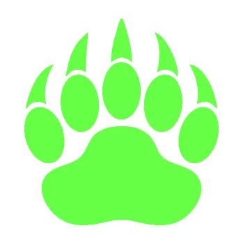 samolepka Tlapa medvěda 001 (71 - Fluorescentní zelená) SAMOLEPKA NA AUTO, NÁLEPKA, FÓLIE, POLEP, TUNING, VLASTNÍ TEXT, TISK, AUTOSAMOLEPKY.cz, POLEPY, OBRÁZEK, LOGO, 3D STICKERS