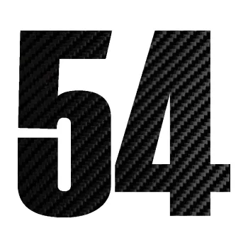 Samolepicí dekorace na vozidlo Startovní číslo 54 typ 2 (50 - 3D karbon černý) SAMOLEPKA NA AUTO, NÁLEPKA, FÓLIE, POLEP, TUNING, VLASTNÍ TEXT, TISK, AUTOSAMOLEPKY.cz, POLEPY, OBRÁZEK, LOGO, 3D STICKERS