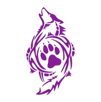 Polep vozidla SAMOLEPKA Vlk 015 levá s tlapkou (14 - fialová) NA AUTO, NÁLEPKA, FÓLIE, POLEP, TUNING, VLASTNÍ TEXT, TISK, AUTOSAMOLEPKY.cz, POLEPY, OBRÁZEK, LOGO, SAMOLEPKY