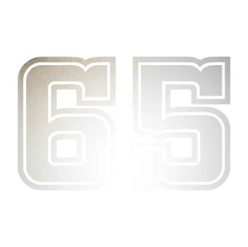 Polep vozidla SAMOLEPKA Startovní číslo 65 typ 5 (82 - odrazková reflexní bílá) NA AUTO, NÁLEPKA, FÓLIE, POLEP, TUNING, VLASTNÍ TEXT, TISK, AUTOSAMOLEPKY.cz, POLEPY, OBRÁZEK, LOGO, SAMOLEPKY