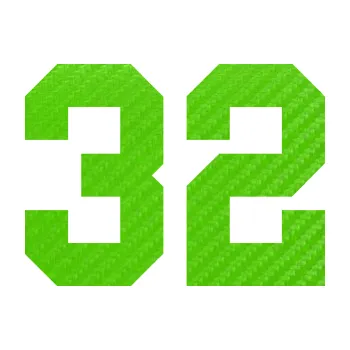 Polep vozidla Startovní číslo 32 (58 - 3D karbon zelený kawasaki) SAMOLEPKA NA AUTO, NÁLEPKA, FÓLIE, POLEP, TUNING, VLASTNÍ TEXT, TISK, AUTOSAMOLEPKY.cz, POLEPY, OBRÁZEK, LOGO, 3D STICKERS