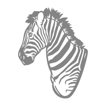 Samolepící dekorace SAMOLEPKA Zebra 001 levá hlava (17 - šedá) NA AUTO, NÁLEPKA, FÓLIE, POLEP, TUNING, VLASTNÍ TEXT, TISK, AUTOSAMOLEPKY.cz, POLEPY, OBRÁZEK, LOGO, SAMOLEPKY