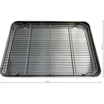 Plech na pečení Plech na pečení Nerezový plech na pečení s mřížkou, 50 x 35 x 3 cm