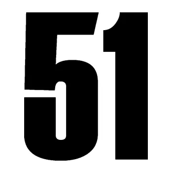 Samolepicí dekorace na vozidlo Startovní číslo 51 typ 2 (01 - černá) SAMOLEPKA NA AUTO, NÁLEPKA, FÓLIE, POLEP, TUNING, VLASTNÍ TEXT, TISK, AUTOSAMOLEPKY.cz, POLEPY, OBRÁZEK, LOGO, 3D STICKERS