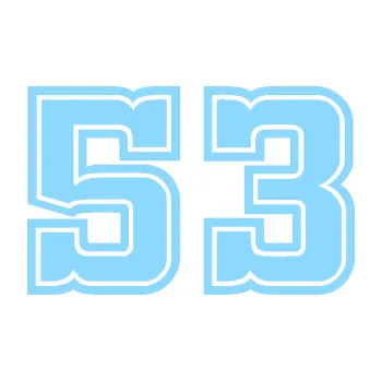 Polep vozidla Startovní číslo 53 typ 5 (03 - světle modrá) SAMOLEPKA NA AUTO, NÁLEPKA, FÓLIE, POLEP, TUNING, VLASTNÍ TEXT, TISK, AUTOSAMOLEPKY.cz, POLEPY, OBRÁZEK, LOGO, 3D STICKERS