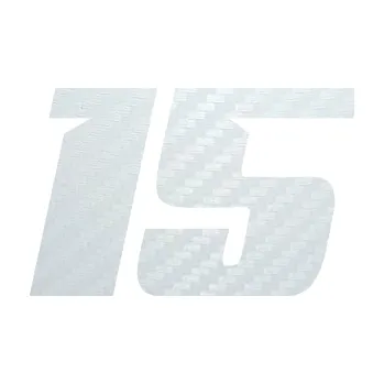 Polep vozidla SAMOLEPKA Startovní číslo 15 typ 6 (51 - 3D karbon bílý) NA AUTO, NÁLEPKA, FÓLIE, POLEP, TUNING, VLASTNÍ TEXT, TISK, AUTOSAMOLEPKY.cz, POLEPY, OBRÁZEK, LOGO, SAMOLEPKY