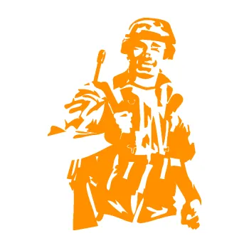 Samolepící dekorace SAMOLEPKA Voják 014 pravá (06 - oranžová) NA AUTO, NÁLEPKA, FÓLIE, POLEP, TUNING, VLASTNÍ TEXT, TISK, AUTOSAMOLEPKY.cz, POLEPY, OBRÁZEK, LOGO, SAMOLEPKY