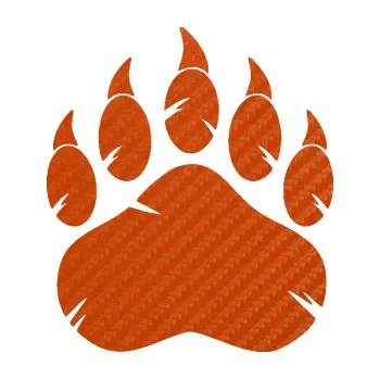 samolepka Tlapa medvěda 002 levá (54 - 3D karbon oranžový) SAMOLEPKA NA AUTO, NÁLEPKA, FÓLIE, POLEP, TUNING, VLASTNÍ TEXT, TISK, AUTOSAMOLEPKY.cz, POLEPY, OBRÁZEK, LOGO, 3D STICKERS