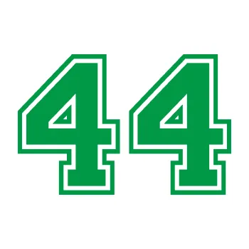 Polep vozidla Startovní číslo 44 typ 4 (12 - zelená) SAMOLEPKA NA AUTO, NÁLEPKA, FÓLIE, POLEP, TUNING, VLASTNÍ TEXT, TISK, AUTOSAMOLEPKY.cz, POLEPY, OBRÁZEK, LOGO, 3D STICKERS