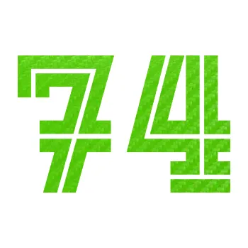 Polep vozidla Startovní číslo 74 typ 7 (58 - 3D karbon zelený kawasaki) SAMOLEPKA NA AUTO, NÁLEPKA, FÓLIE, POLEP, TUNING, VLASTNÍ TEXT, TISK, AUTOSAMOLEPKY.cz, POLEPY, OBRÁZEK, LOGO, 3D STICKERS