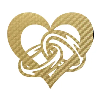 Samolepící dekorace Snubní prstýnky v srdíčku levá (59 - 3D karbon zlatý) SAMOLEPKA NA AUTO, NÁLEPKA, FÓLIE, POLEP, TUNING, VLASTNÍ TEXT, TISK, AUTOSAMOLEPKY.cz, POLEPY, OBRÁZEK, LOGO, 3D STICKERS