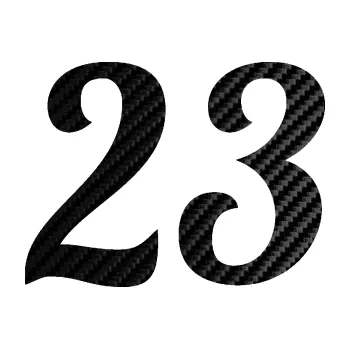 Polep vozidla Startovní číslo 23 typ 3 (50 - 3D karbon černý) SAMOLEPKA NA AUTO, NÁLEPKA, FÓLIE, POLEP, TUNING, VLASTNÍ TEXT, TISK, AUTOSAMOLEPKY.cz, POLEPY, OBRÁZEK, LOGO, 3D STICKERS