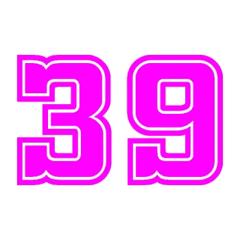 Polep vozidla Startovní číslo 39 typ 5 (72 - Fluorescentní růžová) SAMOLEPKA NA AUTO, NÁLEPKA, FÓLIE, POLEP, TUNING, VLASTNÍ TEXT, TISK, AUTOSAMOLEPKY.cz, POLEPY, OBRÁZEK, LOGO, 3D STICKERS