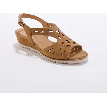 Dámské sandále Kožené semišové sandály na klínovém podpatku hnědošedá 40