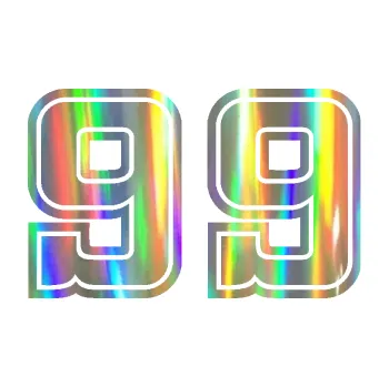 Polep vozidla Startovní číslo 99 typ 5 (93 - Holografická) SAMOLEPKA NA AUTO, NÁLEPKA, FÓLIE, POLEP, TUNING, VLASTNÍ TEXT, TISK, AUTOSAMOLEPKY.cz, POLEPY, OBRÁZEK, LOGO, 3D STICKERS