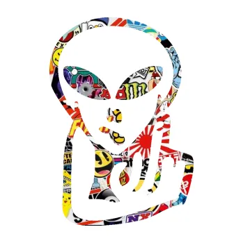 Samolepicí dekorace na vozidlo UFO 008 pravá (83 - Sticker bomb) SAMOLEPKA NA AUTO, NÁLEPKA, FÓLIE, POLEP, TUNING, VLASTNÍ TEXT, TISK, AUTOSAMOLEPKY.cz, POLEPY, OBRÁZEK, LOGO, 3D STICKERS