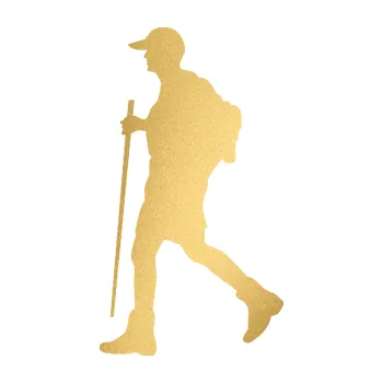 Autodoplněk Samolepka na auto Turista 002 levá (43 - zlatá metalíza) NÁLEPKA, FÓLIE, POLEPY, TUNING, VLASTNÍ TEXT, TISK, AUTOSAMOLEPKY.cz, SAMOLEPKY, OBRÁZEK, LOGO, VÝROBA, PRODEJ