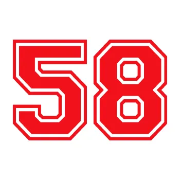 Polep vozidla SAMOLEPKA Startovní číslo 58 typ 4 (10 - červená) NA AUTO, NÁLEPKA, FÓLIE, POLEP, TUNING, VLASTNÍ TEXT, TISK, AUTOSAMOLEPKY.cz, POLEPY, OBRÁZEK, LOGO, SAMOLEPKY