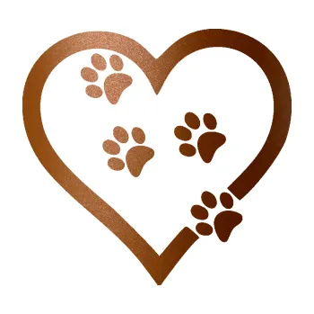 samolepka Tlapky love 006 levá (44 - měděná metalíza) SAMOLEPKA NA AUTO, NÁLEPKA, FÓLIE, POLEP, TUNING, VLASTNÍ TEXT, TISK, AUTOSAMOLEPKY.cz, POLEPY, OBRÁZEK, LOGO, 3D STICKERS