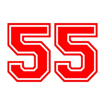 Polep vozidla Startovní číslo 55 typ 4 (74 - Fluorescentní červená) SAMOLEPKA NA AUTO, NÁLEPKA, FÓLIE, POLEP, TUNING, VLASTNÍ TEXT, TISK, AUTOSAMOLEPKY.cz, POLEPY, OBRÁZEK, LOGO, 3D STICKERS