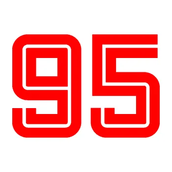 Polep vozidla Startovní číslo 95 typ 7 (74 - Fluorescentní červená) SAMOLEPKA NA AUTO, NÁLEPKA, FÓLIE, POLEP, TUNING, VLASTNÍ TEXT, TISK, AUTOSAMOLEPKY.cz, POLEPY, OBRÁZEK, LOGO, 3D STICKERS