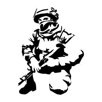 Samolepící dekorace SAMOLEPKA Voják 008 levá (01 - černá) NA AUTO, NÁLEPKA, FÓLIE, POLEP, TUNING, VLASTNÍ TEXT, TISK, AUTOSAMOLEPKY.cz, POLEPY, OBRÁZEK, LOGO, SAMOLEPKY