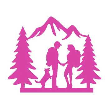 Samolepící dekorace SAMOLEPKA Zamilovaná turistika 001 pravá výlet s pejskem (16 - růžová) NA AUTO, NÁLEPKA, FÓLIE, POLEP, TUNING, VLASTNÍ TEXT, TISK, AUTOSAMOLEPKY.cz, POLEPY, OBRÁZEK, LOGO, SAMOLEPKY