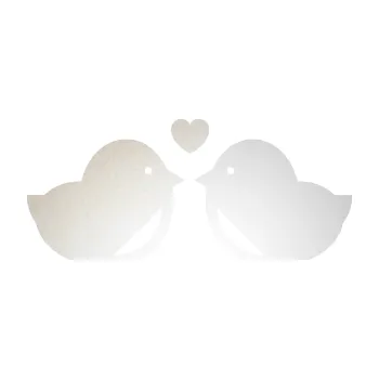 Samolepící dekorace SAMOLEPKA Zamilovaní ptáčci 001 se srdíčkem (82 - odrazková reflexní bílá) NA AUTO, NÁLEPKA, FÓLIE, POLEP, TUNING, VLASTNÍ TEXT, TISK, AUTOSAMOLEPKY.cz, POLEPY, OBRÁZEK, LOGO, SAMOLEPKY
