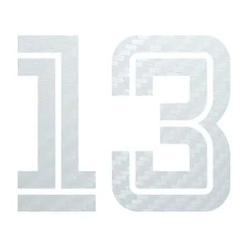 Polep vozidla SAMOLEPKA Startovní číslo 13 typ 7 (51 - 3D karbon bílý) NA AUTO, NÁLEPKA, FÓLIE, POLEP, TUNING, VLASTNÍ TEXT, TISK, AUTOSAMOLEPKY.cz, POLEPY, OBRÁZEK, LOGO, SAMOLEPKY