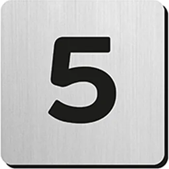 Domovní cedule JNF - Domovní číslice "5" IN.34.300 - 75 mm - nalepovací 75 mm BN - Broušená nerez