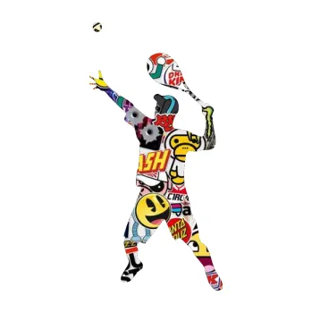 Polep vozidla Tenista 001 levá (83 - Sticker bomb) SAMOLEPKA NA AUTO, NÁLEPKA, FÓLIE, POLEP, TUNING, VLASTNÍ TEXT, TISK, AUTOSAMOLEPKY.cz, POLEPY, OBRÁZEK, LOGO, 3D STICKERS