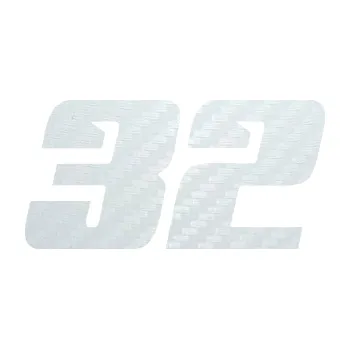 Polep vozidla SAMOLEPKA Startovní číslo 32 typ 6 (51 - 3D karbon bílý) NA AUTO, NÁLEPKA, FÓLIE, POLEP, TUNING, VLASTNÍ TEXT, TISK, AUTOSAMOLEPKY.cz, POLEPY, OBRÁZEK, LOGO, SAMOLEPKY