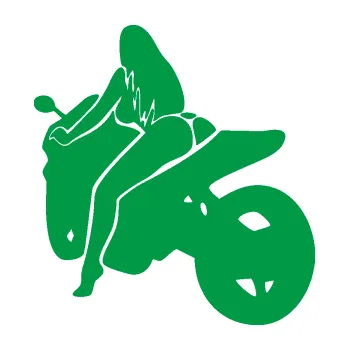 Polep vozidla Sexy žena na motorce levá (12 - zelená) SAMOLEPKA NA AUTO, NÁLEPKA, FÓLIE, POLEP, TUNING, VLASTNÍ TEXT, TISK, AUTOSAMOLEPKY.cz, POLEPY, OBRÁZEK, LOGO, 3D STICKERS