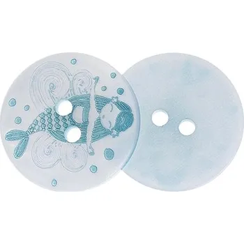 Knoflík Knoflíky Žirovnice Knoflík 1,8 cm mořská panna světle modrá, 348892, sada 6 ks