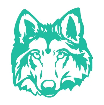 Polep vozidla Vlk 008 levá hlava (25 - tyrkysová) SAMOLEPKA NA AUTO, NÁLEPKA, FÓLIE, POLEP, TUNING, VLASTNÍ TEXT, TISK, AUTOSAMOLEPKY.cz, POLEPY, OBRÁZEK, LOGO, 3D STICKERS