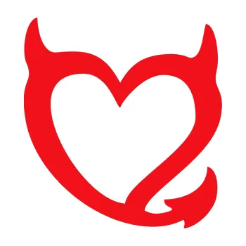 Samolepící dekorace SAMOLEPKA Srdíčko čertovo pravá (10 - červená) NA AUTO, NÁLEPKA, FÓLIE, POLEP, TUNING, VLASTNÍ TEXT, TISK, AUTOSAMOLEPKY.cz, POLEPY, OBRÁZEK, LOGO, SAMOLEPKY