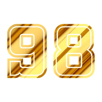 Polep vozidla Startovní číslo 98 typ 5 (81 - chrom fólie zlatá zrcadlová) SAMOLEPKA NA AUTO, NÁLEPKA, FÓLIE, POLEP, TUNING, VLASTNÍ TEXT, TISK, AUTOSAMOLEPKY.cz, POLEPY, OBRÁZEK, LOGO, 3D STICKERS